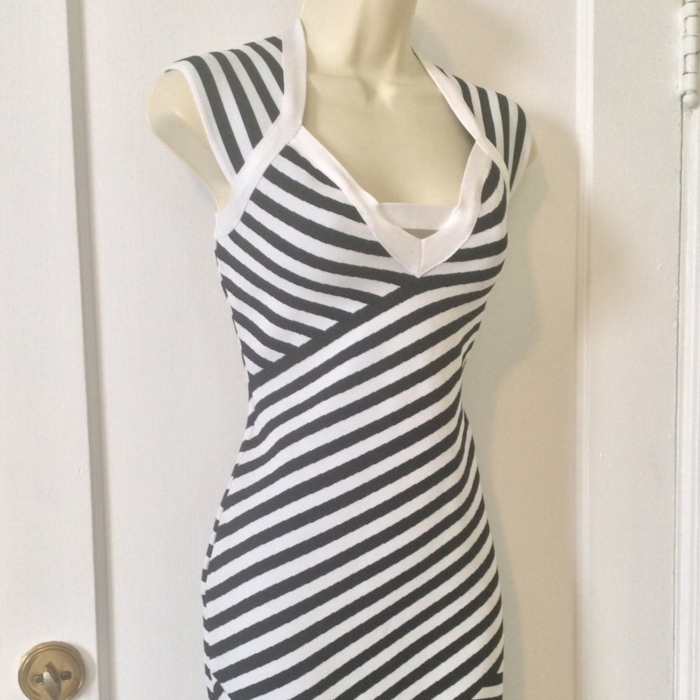 NWT Black/White Striped BRANDI Dress by GUESS